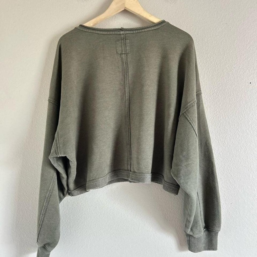 Aerie khaki green cropped sweatshirt Size XL - Picture 2 of 5
